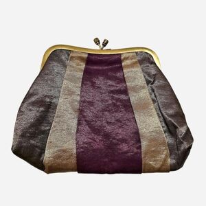 Striped Satin Frame Clutch